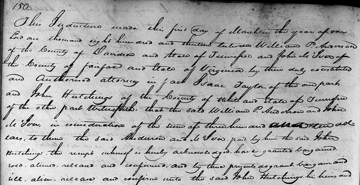 White County, TN Deed, Book E, Page 150, Image 1